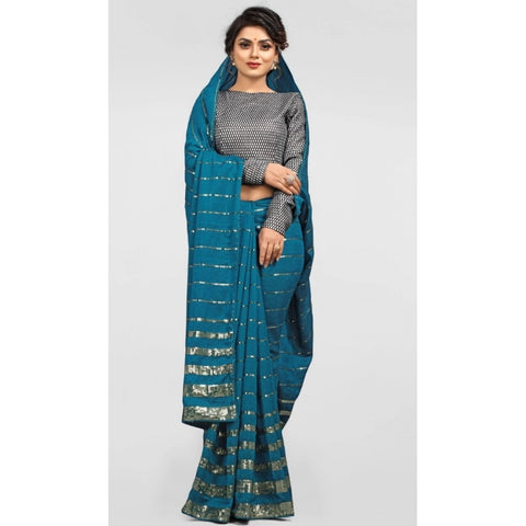 Generic Women's Vichitra Saree with Blouse (Rama, 5-6 Mtrs) Generic Women's Vichitra Saree with Blouse (Rama, 5-6 Mtrs)