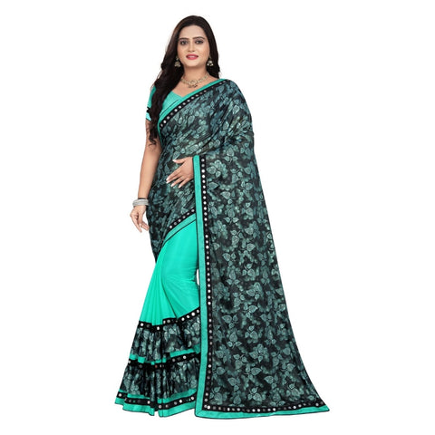 Generic Women's Lycra Blend Saree with Blouse (Rama, 5-6 Mtrs) Generic Women's Lycra Blend Saree with Blouse (Rama, 5-6 Mtrs)