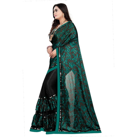 Generic Women's Lycra Blend Saree with Blouse (Green, 5-6 Mtrs) Generic Women's Lycra Blend Saree with Blouse (Green, 5-6 Mtrs)