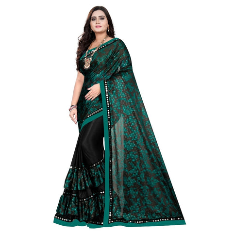 Generic Women's Lycra Blend Saree with Blouse (Green, 5-6 Mtrs) Generic Women's Lycra Blend Saree with Blouse (Green, 5-6 Mtrs)