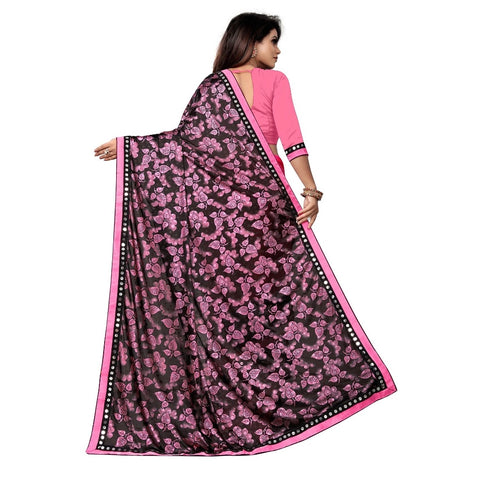 Generic Women's Lycra Blend Saree with Blouse (Pink, 5-6 Mtrs) Generic Women's Lycra Blend Saree with Blouse (Pink, 5-6 Mtrs)
