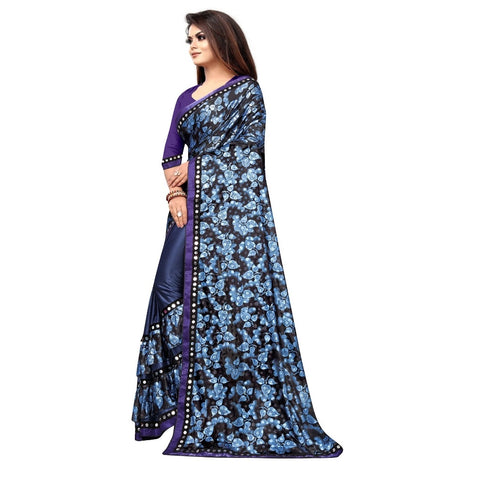 Generic Women's Lycra Blend Saree with Blouse (Blue, 5-6 Mtrs) Generic Women's Lycra Blend Saree with Blouse (Blue, 5-6 Mtrs)
