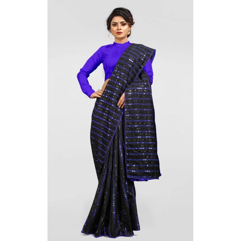 Generic Women's Vichitra Saree with Blouse (Blue, 5-6 Mtrs) Generic Women's Vichitra Saree with Blouse (Blue, 5-6 Mtrs)
