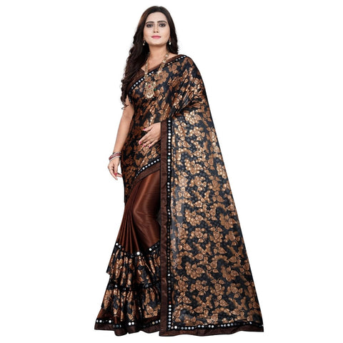 Generic Women's Lycra Blend Saree with Blouse (Coffee, 5-6 Mtrs) Generic Women's Lycra Blend Saree with Blouse (Coffee, 5-6 Mtrs)