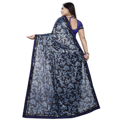 Generic Women's Lycra Blend Saree with Blouse (Blue, 5-6 Mtrs) Generic Women's Lycra Blend Saree with Blouse (Blue, 5-6 Mtrs)