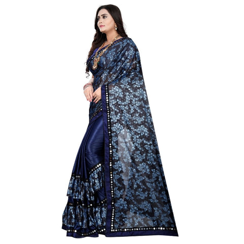 Generic Women's Lycra Blend Saree with Blouse (Blue, 5-6 Mtrs) Generic Women's Lycra Blend Saree with Blouse (Blue, 5-6 Mtrs)