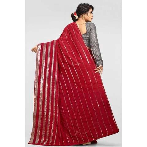 Generic Women's Vichitra Saree with Blouse (Red, 5-6 Mtrs) Generic Women's Vichitra Saree with Blouse (Red, 5-6 Mtrs)