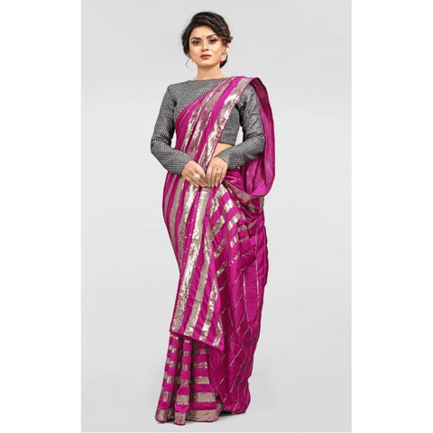Generic Women's Vichitra Saree with Blouse (Pink, 5-6 Mtrs) Generic Women's Vichitra Saree with Blouse (Pink, 5-6 Mtrs)