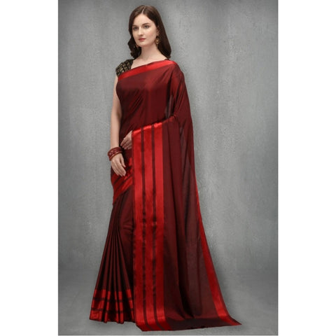 Generic Women's Satin Silk Saree with Blouse (Red, 5-6 Mtrs) Generic Women's Satin Silk Saree with Blouse (Red, 5-6 Mtrs)