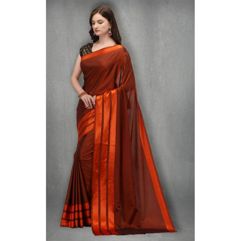 Generic Women's Satin Silk Saree with Blouse (Orange, 5-6 Mtrs) Generic Women's Satin Silk Saree with Blouse (Orange, 5-6 Mtrs)