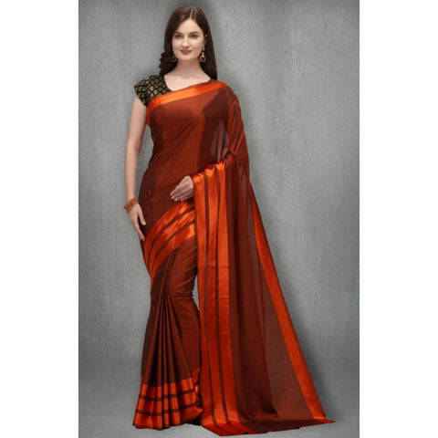 Generic Women's Satin Silk Saree with Blouse (Orange, 5-6 Mtrs) Generic Women's Satin Silk Saree with Blouse (Orange, 5-6 Mtrs)