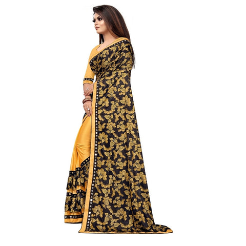 Generic Women's Lycra Blend Saree with Blouse (Mustard, 5-6 Mtrs) Generic Women's Lycra Blend Saree with Blouse (Mustard, 5-6 Mtrs)