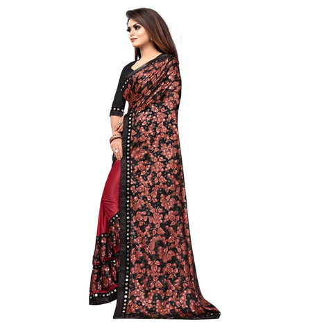 Generic Women's Lycra Blend Saree with Blouse (Red, 5-6 Mtrs) Generic Women's Lycra Blend Saree with Blouse (Red, 5-6 Mtrs)