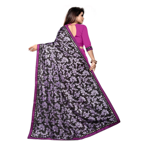 Generic Women's Lycra Blend Saree with Blouse (Purple, 5-6 Mtrs) Generic Women's Lycra Blend Saree with Blouse (Purple, 5-6 Mtrs)