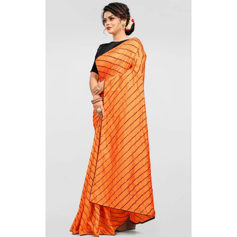 Generic Women's Vichitra Saree with Blouse (Orange, 5-6 Mtrs) Generic Women's Vichitra Saree with Blouse (Orange, 5-6 Mtrs)