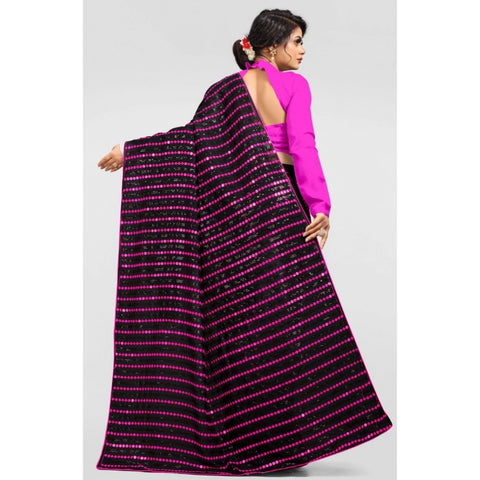 Generic Women's Vichitra Saree with Blouse (Pink, 5-6 Mtrs) Generic Women's Vichitra Saree with Blouse (Pink, 5-6 Mtrs)