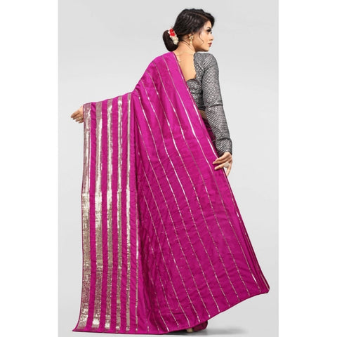 Generic Women's Vichitra Saree with Blouse (Pink, 5-6 Mtrs) Generic Women's Vichitra Saree with Blouse (Pink, 5-6 Mtrs)