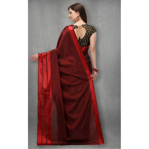 Generic Women's Satin Silk Saree with Blouse (Red, 5-6 Mtrs) Generic Women's Satin Silk Saree with Blouse (Red, 5-6 Mtrs)