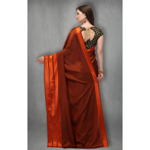Generic Women's Satin Silk Saree with Blouse (Orange, 5-6 Mtrs) Generic Women's Satin Silk Saree with Blouse (Orange, 5-6 Mtrs)
