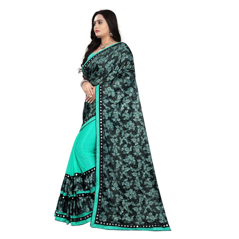Generic Women's Lycra Blend Saree with Blouse (Rama, 5-6 Mtrs) Generic Women's Lycra Blend Saree with Blouse (Rama, 5-6 Mtrs)