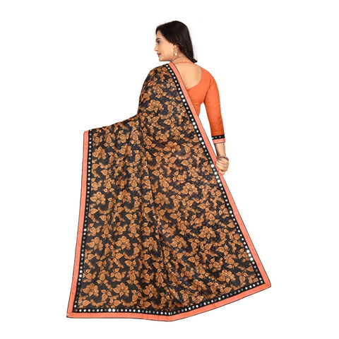 Generic Women's Lycra Blend Saree with Blouse (Orange, 5-6 Mtrs) Generic Women's Lycra Blend Saree with Blouse (Orange, 5-6 Mtrs)