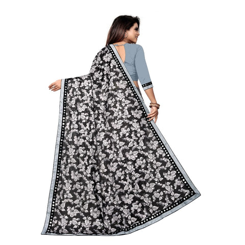 Generic Women's Lycra Blend Saree with Blouse (Grey, 5-6 Mtrs) Generic Women's Lycra Blend Saree with Blouse (Grey, 5-6 Mtrs)