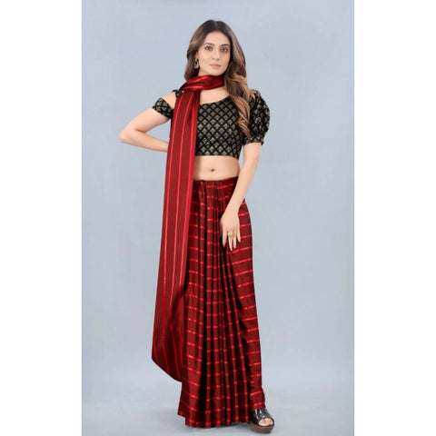Generic Women's Satin Silk Saree with Blouse (Red, 5-6 Mtrs) Generic Women's Satin Silk Saree with Blouse (Red, 5-6 Mtrs)