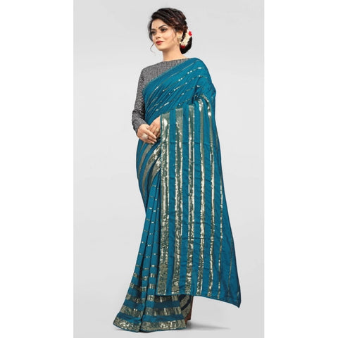 Generic Women's Vichitra Saree with Blouse (Rama, 5-6 Mtrs) Generic Women's Vichitra Saree with Blouse (Rama, 5-6 Mtrs)