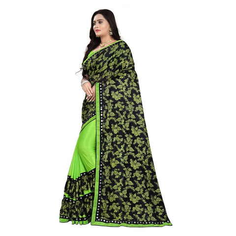 Generic Women's Lycra Blend Saree with Blouse (Pista, 5-6 Mtrs) Generic Women's Lycra Blend Saree with Blouse (Pista, 5-6 Mtrs)