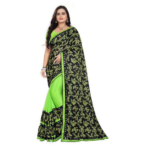 Generic Women's Lycra Blend Saree with Blouse (Pista, 5-6 Mtrs) Generic Women's Lycra Blend Saree with Blouse (Pista, 5-6 Mtrs)