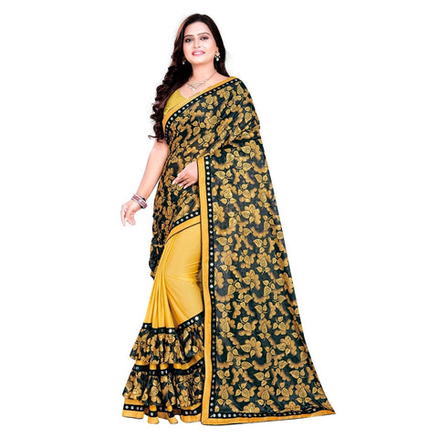 Generic Women's Lycra Blend Saree with Blouse (Mustard, 5-6 Mtrs) Generic Women's Lycra Blend Saree with Blouse (Mustard, 5-6 Mtrs)