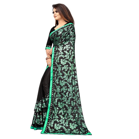 Generic Women's Lycra Blend Saree with Blouse (Green, 5-6 Mtrs) Generic Women's Lycra Blend Saree with Blouse (Green, 5-6 Mtrs)