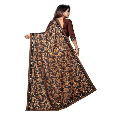 Generic Women's Lycra Blend Saree with Blouse (Coffee, 5-6 Mtrs) Generic Women's Lycra Blend Saree with Blouse (Coffee, 5-6 Mtrs)