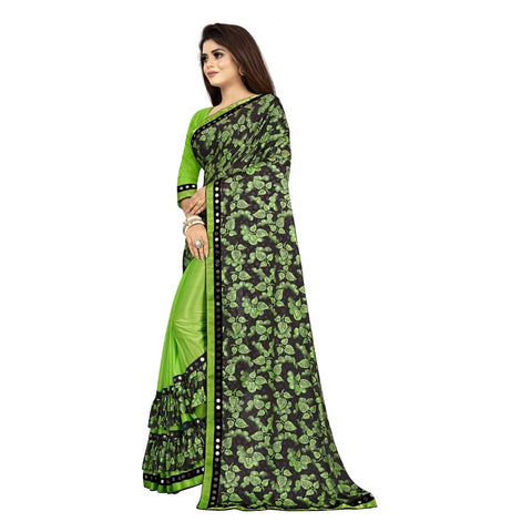 Generic Women's Lycra Blend Saree with Blouse (Pista, 5-6 Mtrs) Generic Women's Lycra Blend Saree with Blouse (Pista, 5-6 Mtrs)