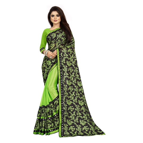 Generic Women's Lycra Blend Saree with Blouse (Pista, 5-6 Mtrs) Generic Women's Lycra Blend Saree with Blouse (Pista, 5-6 Mtrs)