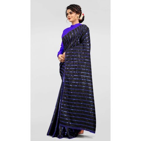 Generic Women's Vichitra Saree with Blouse (Blue, 5-6 Mtrs) Generic Women's Vichitra Saree with Blouse (Blue, 5-6 Mtrs)