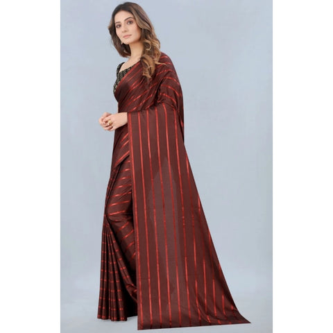 Generic Women's Satin Silk Saree with Blouse (Orange, 5-6 Mtrs) Generic Women's Satin Silk Saree with Blouse (Orange, 5-6 Mtrs)