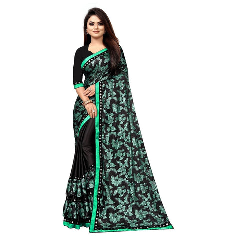 Generic Women's Lycra Blend Saree with Blouse (Green, 5-6 Mtrs) Generic Women's Lycra Blend Saree with Blouse (Green, 5-6 Mtrs)