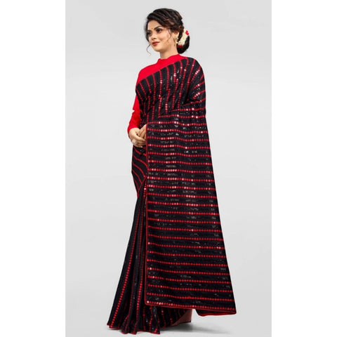 Generic Women's Vichitra Saree with Blouse (Red, 5-6 Mtrs) Generic Women's Vichitra Saree with Blouse (Red, 5-6 Mtrs)