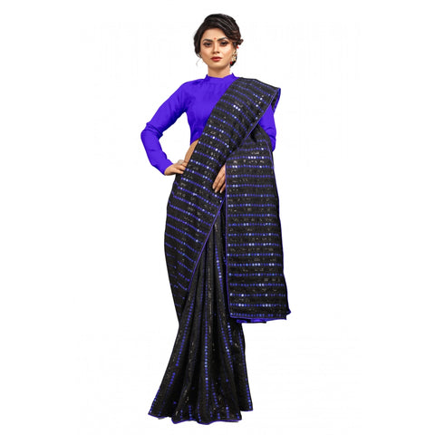 Generic Women's Vichitra Saree with Blouse (Blue, 5-6 Mtrs) Generic Women's Vichitra Saree with Blouse (Blue, 5-6 Mtrs)