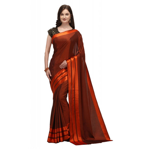 Generic Women's Satin Silk Saree with Blouse (Orange, 5-6 Mtrs) Generic Women's Satin Silk Saree with Blouse (Orange, 5-6 Mtrs)