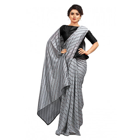 Generic Women's Vichitra Saree with Blouse (Grey, 5-6 Mtrs) Generic Women's Vichitra Saree with Blouse (Grey, 5-6 Mtrs)