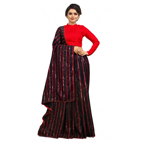Generic Women's Vichitra Saree with Blouse (Red, 5-6 Mtrs) Generic Women's Vichitra Saree with Blouse (Red, 5-6 Mtrs)