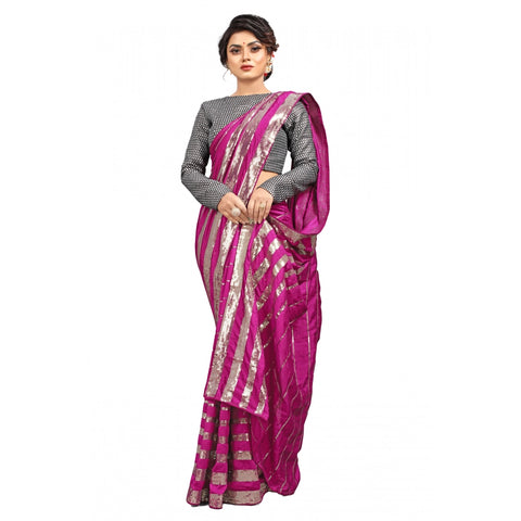 Generic Women's Vichitra Saree with Blouse (Pink, 5-6 Mtrs) Generic Women's Vichitra Saree with Blouse (Pink, 5-6 Mtrs)