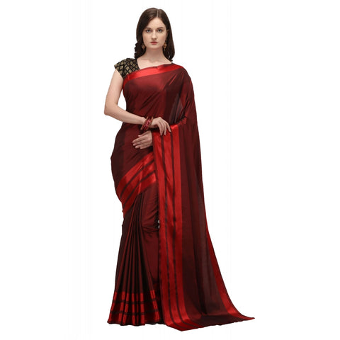 Generic Women's Satin Silk Saree with Blouse (Red, 5-6 Mtrs) Generic Women's Satin Silk Saree with Blouse (Red, 5-6 Mtrs)