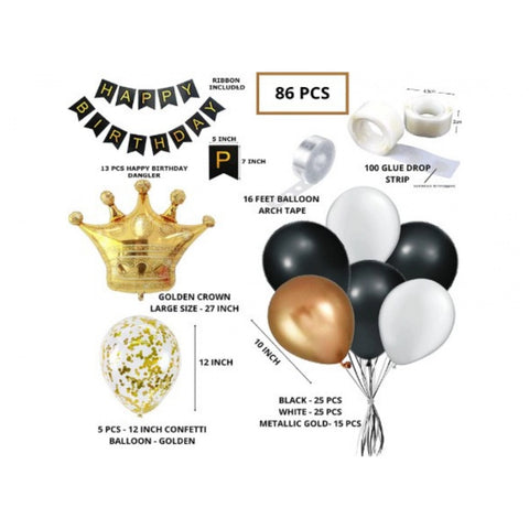 Generic Black Gold Birthday Party Decoration Set Of Banner And Balloons (Multicolor) Generic Black Gold Birthday Party Decoration Set Of Banner And Balloons (Multicolor)