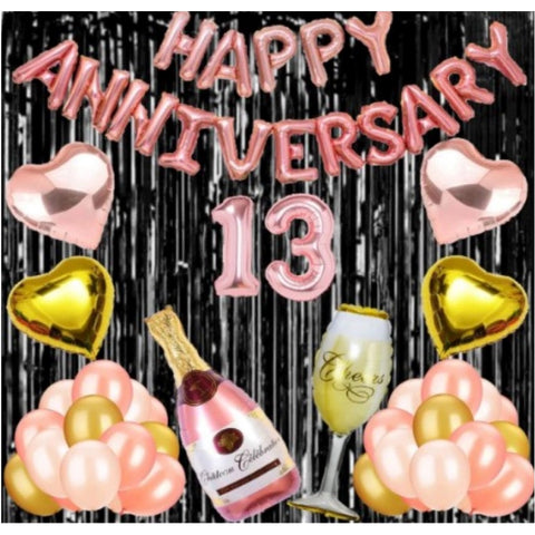 Generic 13Th Anniversary Rose Gold Foil Balloons With Happy Decoration Items Set (Rose Gold) Generic 13Th Anniversary Rose Gold Foil Balloons With Happy Decoration Items Set (Rose Gold)