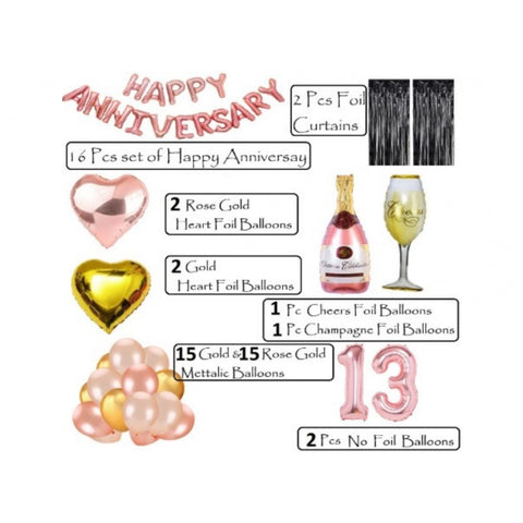 Generic 13Th Anniversary Rose Gold Foil Balloons With Happy Decoration Items Set (Rose Gold) Generic 13Th Anniversary Rose Gold Foil Balloons With Happy Decoration Items Set (Rose Gold)