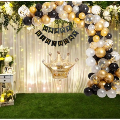 Generic Black Gold Birthday Party Decoration Set Of Banner And Balloons (Multicolor) Generic Black Gold Birthday Party Decoration Set Of Banner And Balloons (Multicolor)