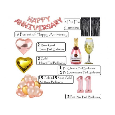 Generic 11Th Anniversary Rose Gold Foil Balloons With Happy Decoration Items Set (Rose Gold) Generic 11Th Anniversary Rose Gold Foil Balloons With Happy Decoration Items Set (Rose Gold)